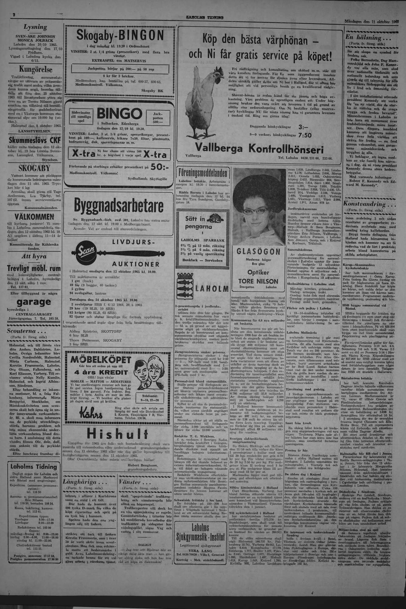 Laholms Tidning Måndag 11 oktober 1965, sida 2