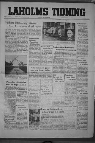 Förstasidan, Tisdag 22 juli 1952