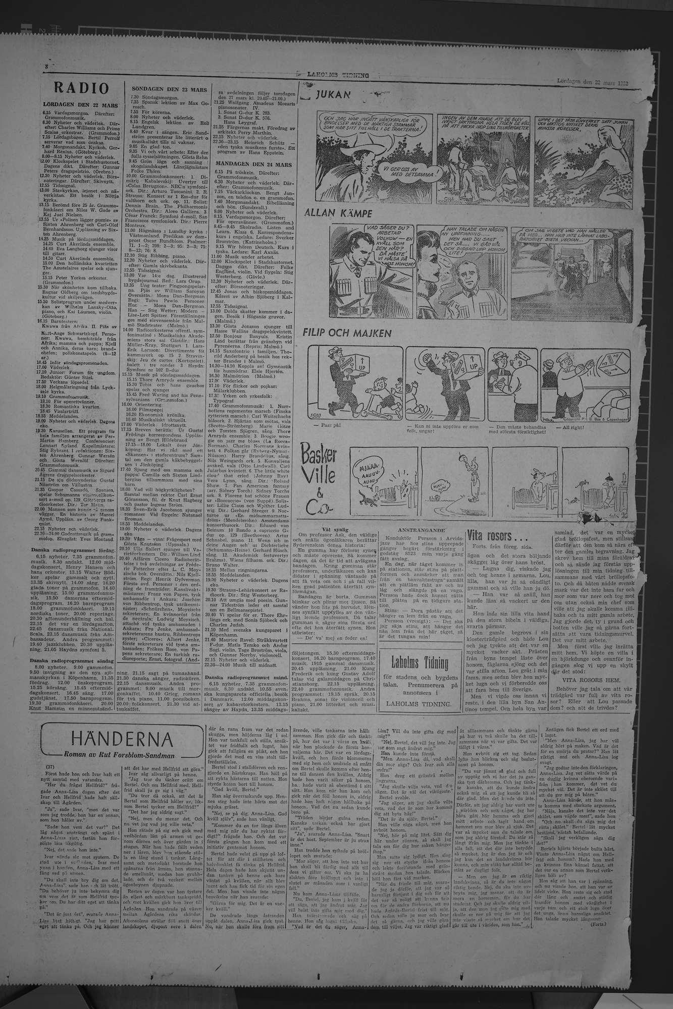Laholms Tidning Lördag 22 mars 1952, sida 8