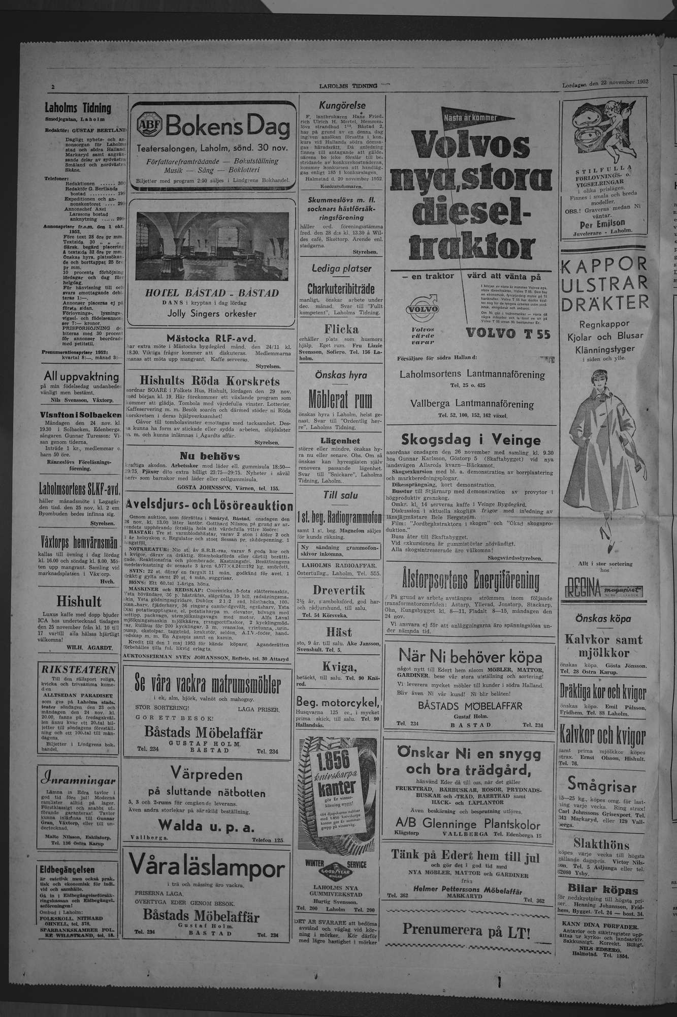Laholms Tidning Lördag 22 november 1952, sida 2