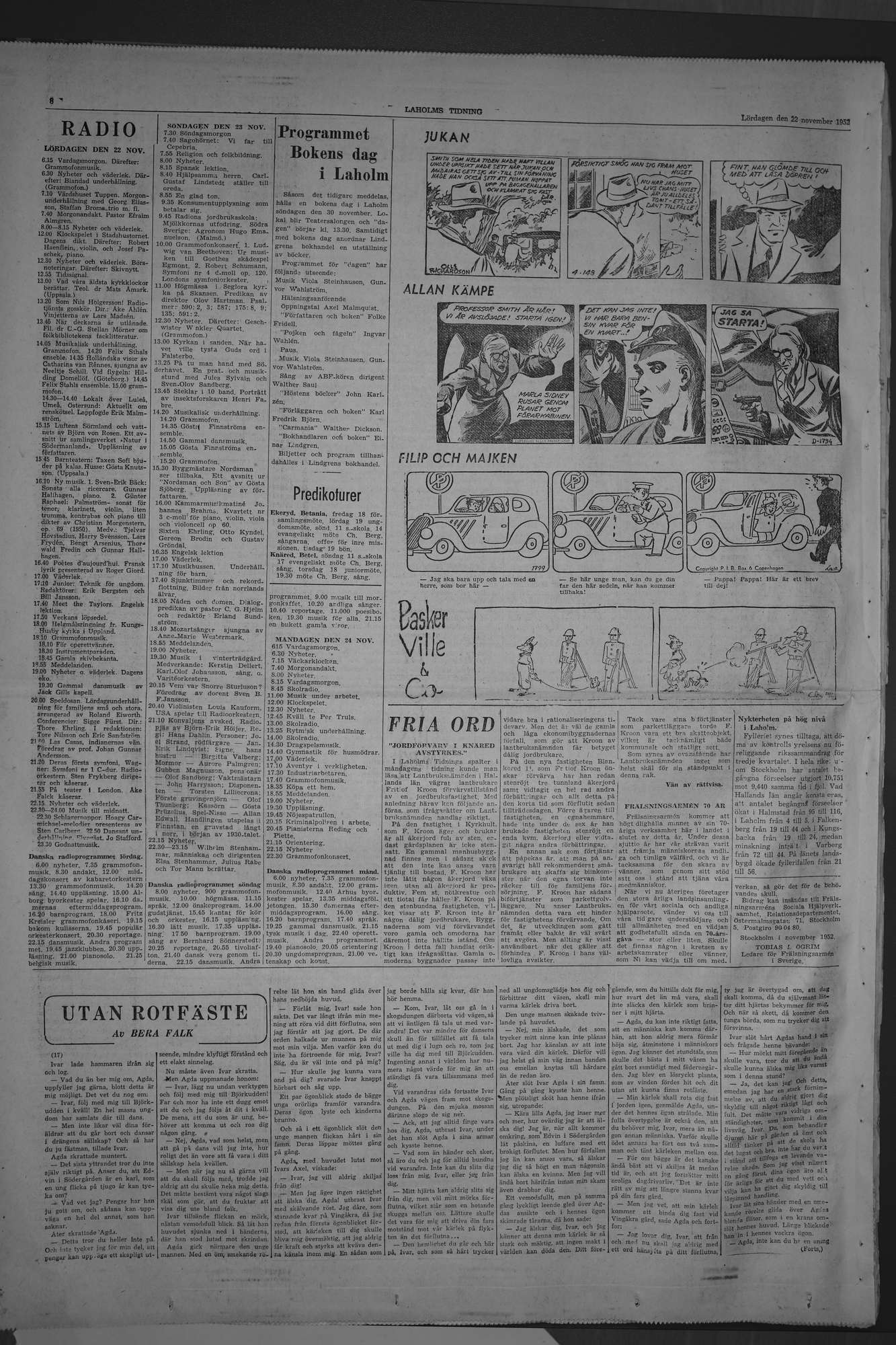 Laholms Tidning Lördag 22 november 1952, sida 8