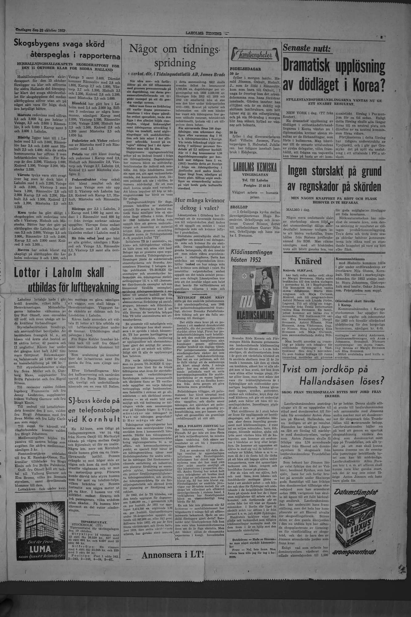 Laholms Tidning Onsdag 22 oktober 1952, sida 3