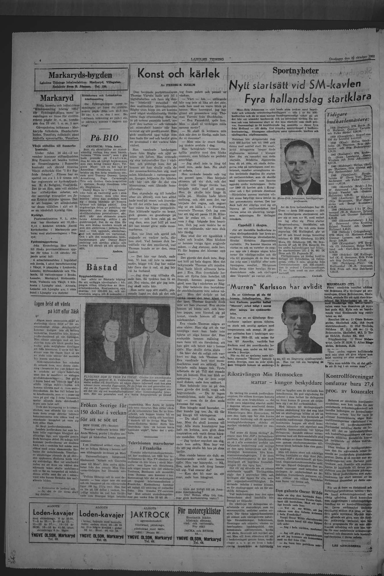 Laholms Tidning Onsdag 22 oktober 1952, sida 4
