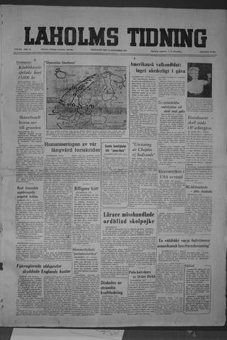 Förstasidan, Måndag 22 september 1952