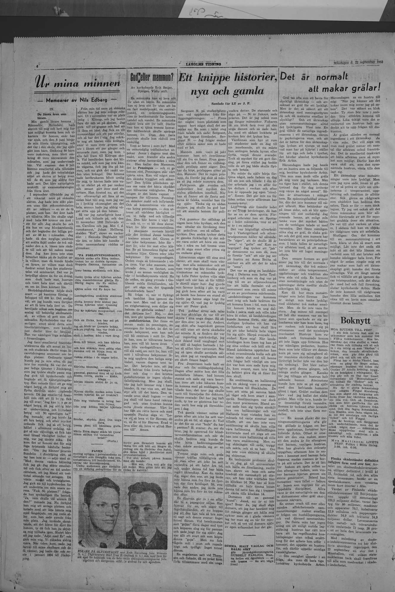 Laholms Tidning Måndag 22 september 1952, sida 6