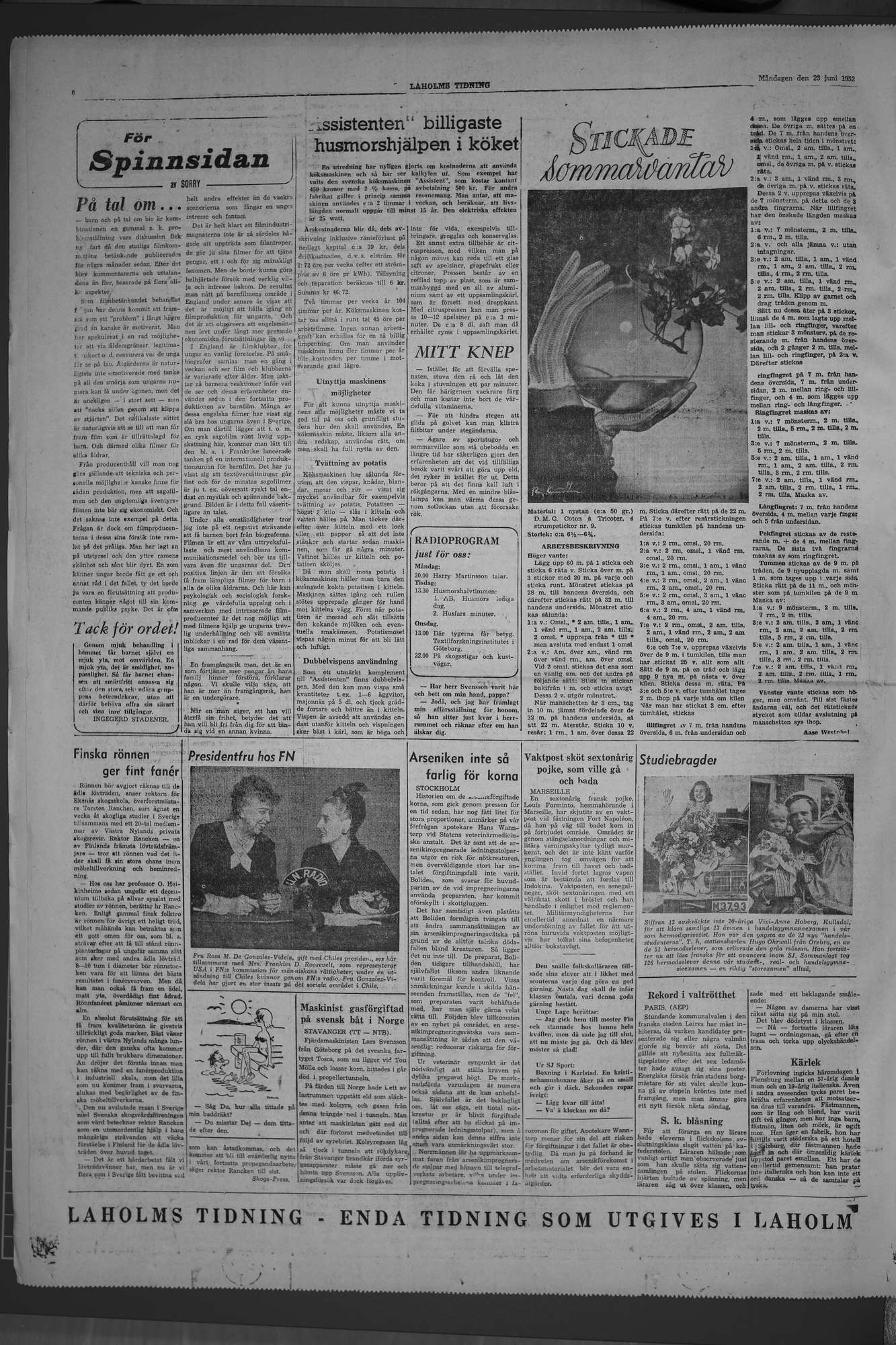 Laholms Tidning Måndag 23 juni 1952, sida 6