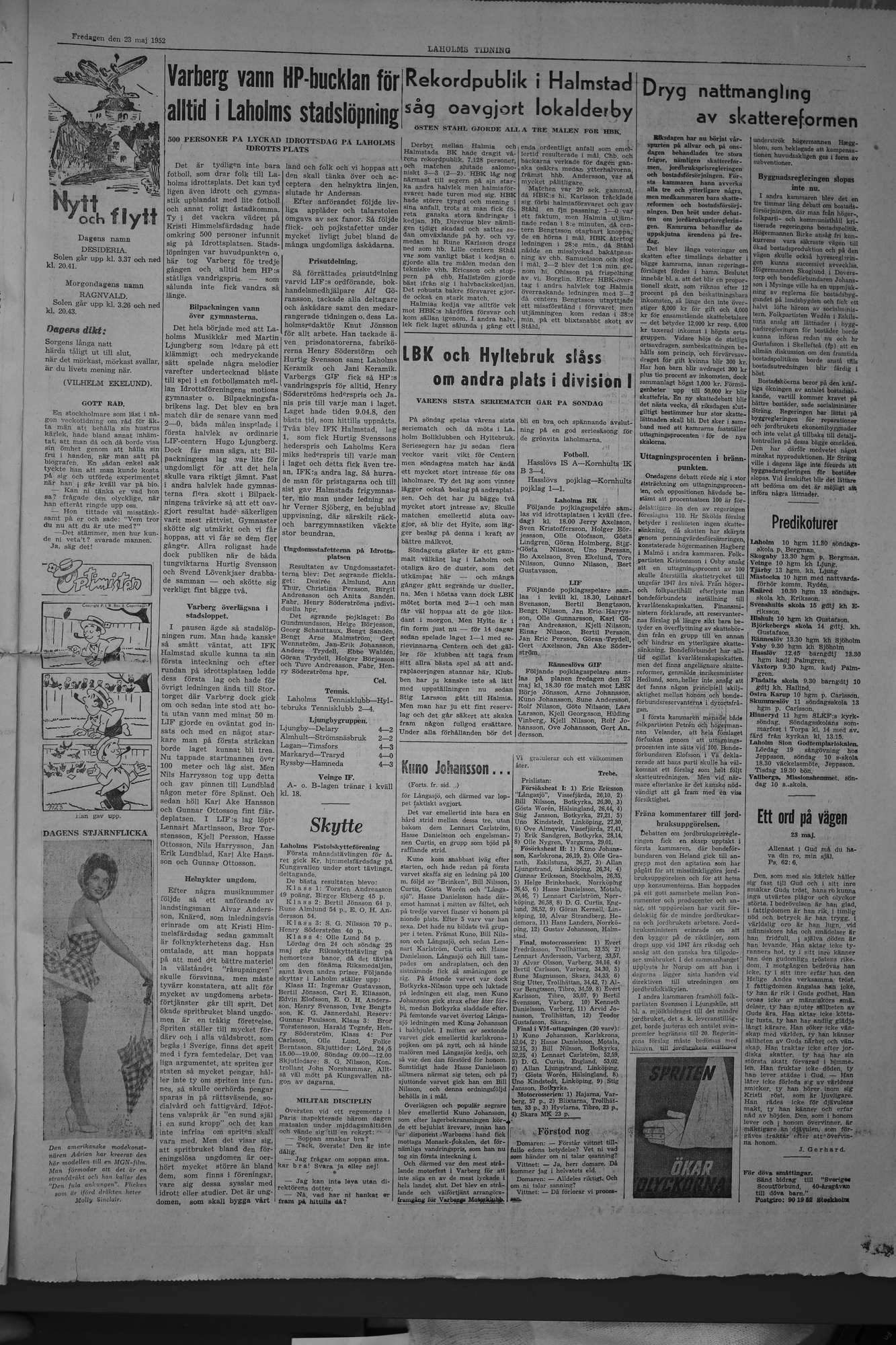 Laholms Tidning Fredag 23 maj 1952, sida 5