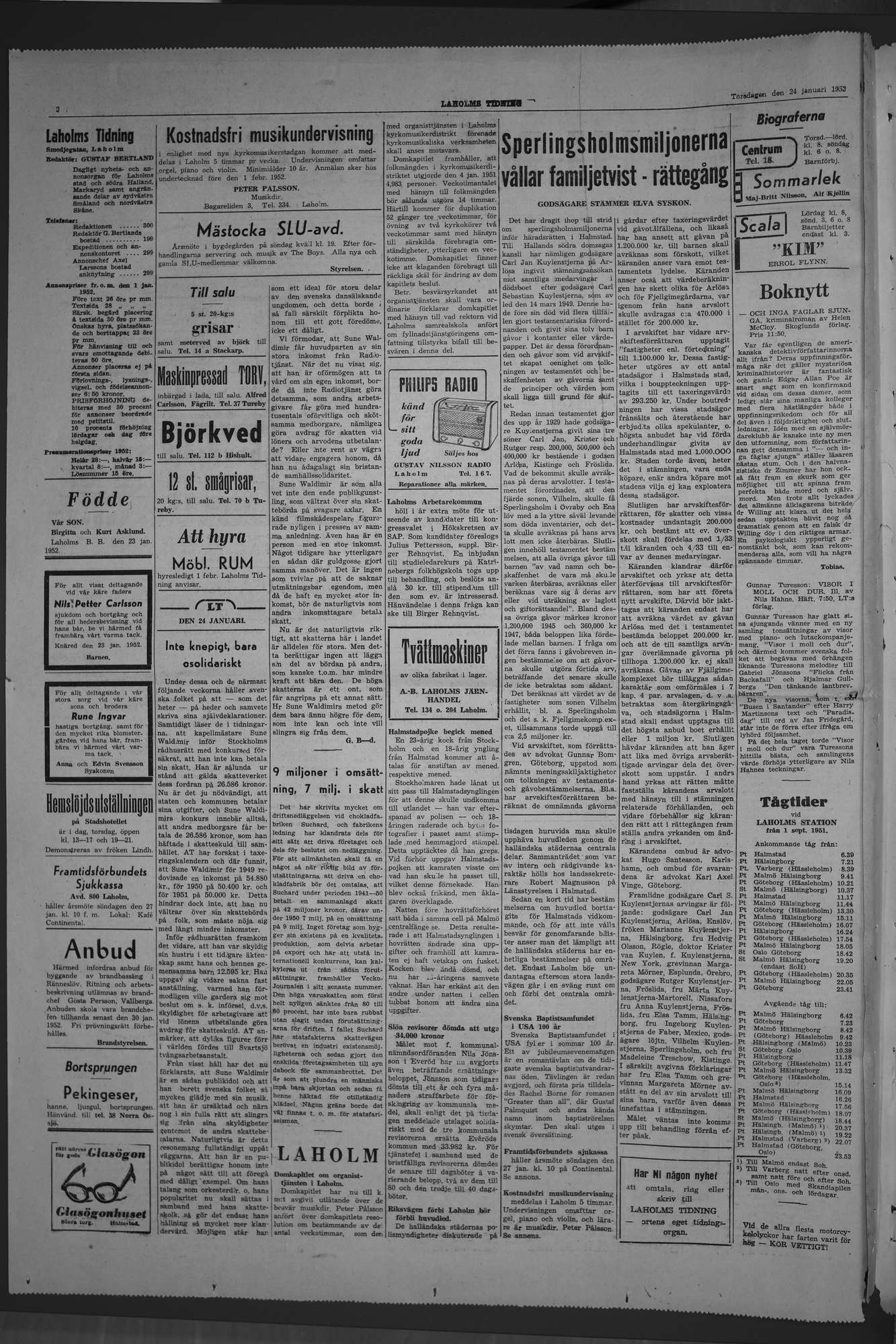 Laholms Tidning Torsdag 24 januari 1952, sida 2