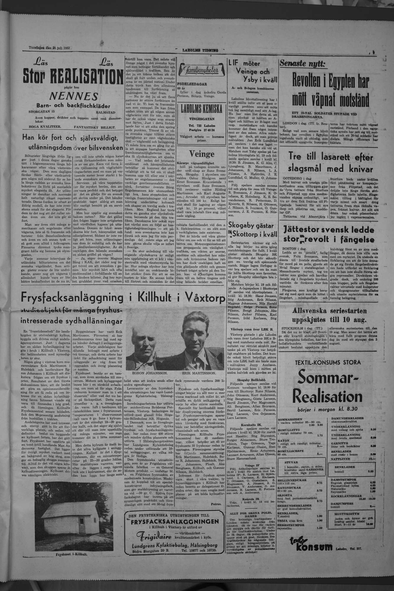 Laholms Tidning Torsdag 24 juli 1952, sida 3