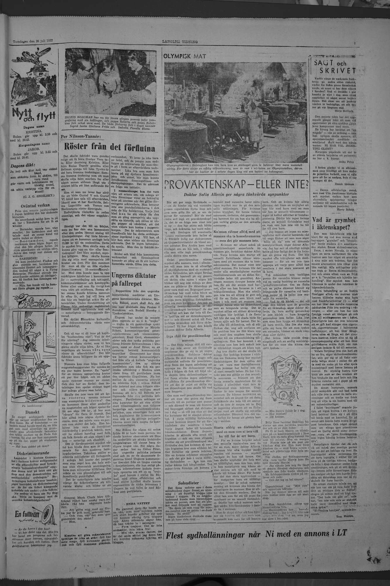 Laholms Tidning Torsdag 24 juli 1952, sida 7