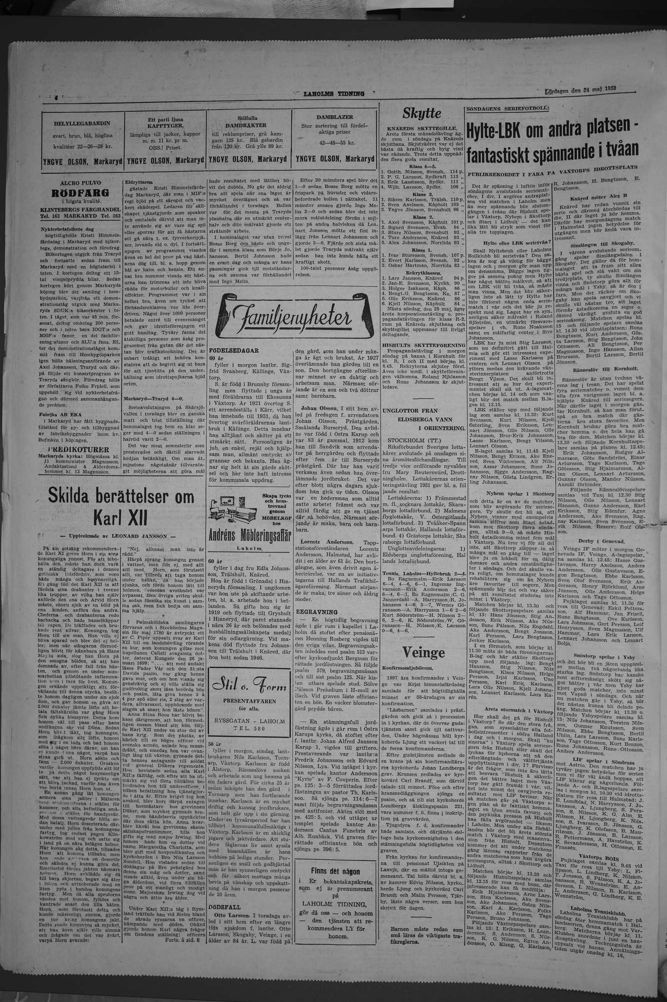 Laholms Tidning Lördag 24 maj 1952, sida 4