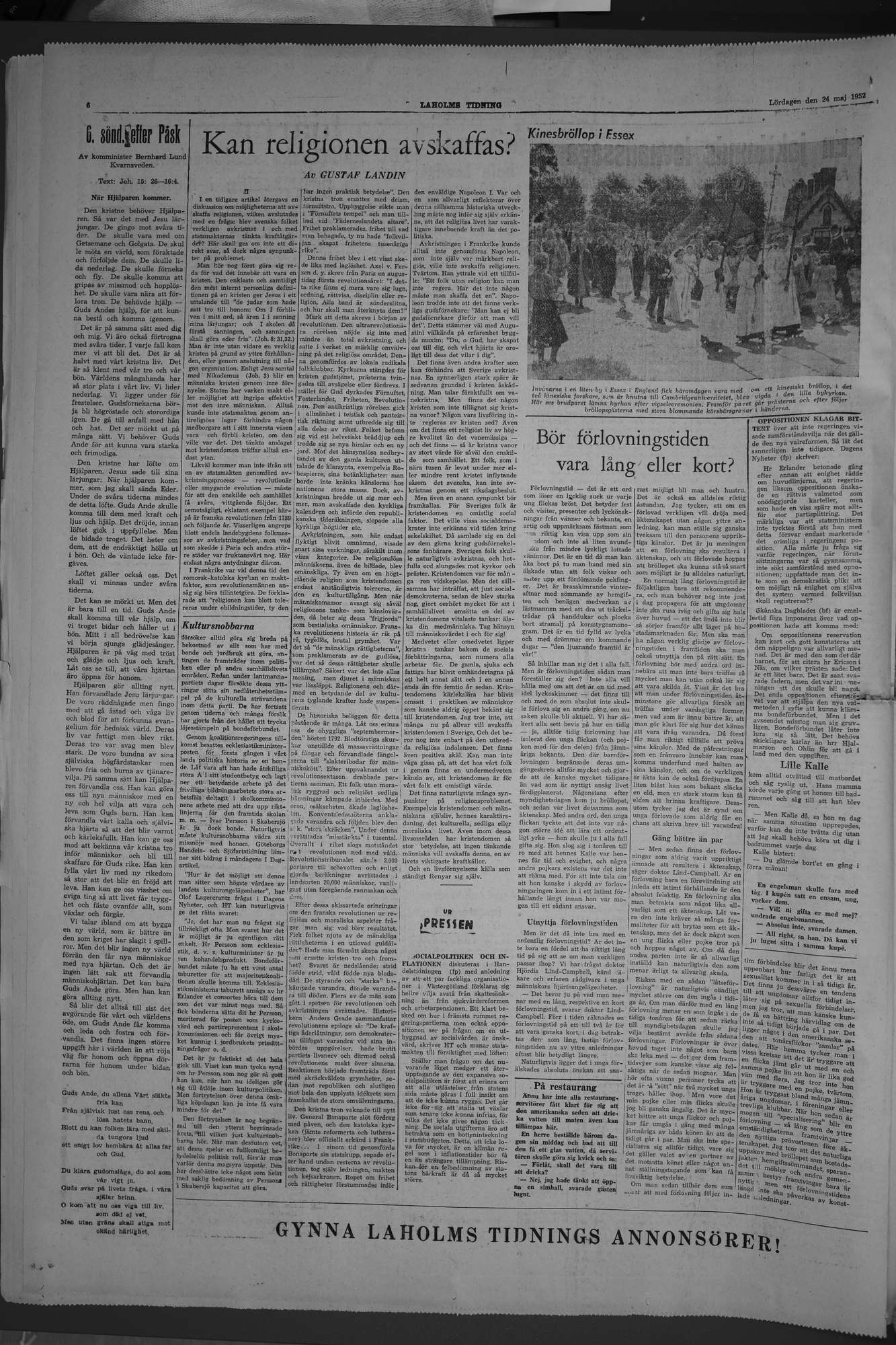 Laholms Tidning Lördag 24 maj 1952, sida 6