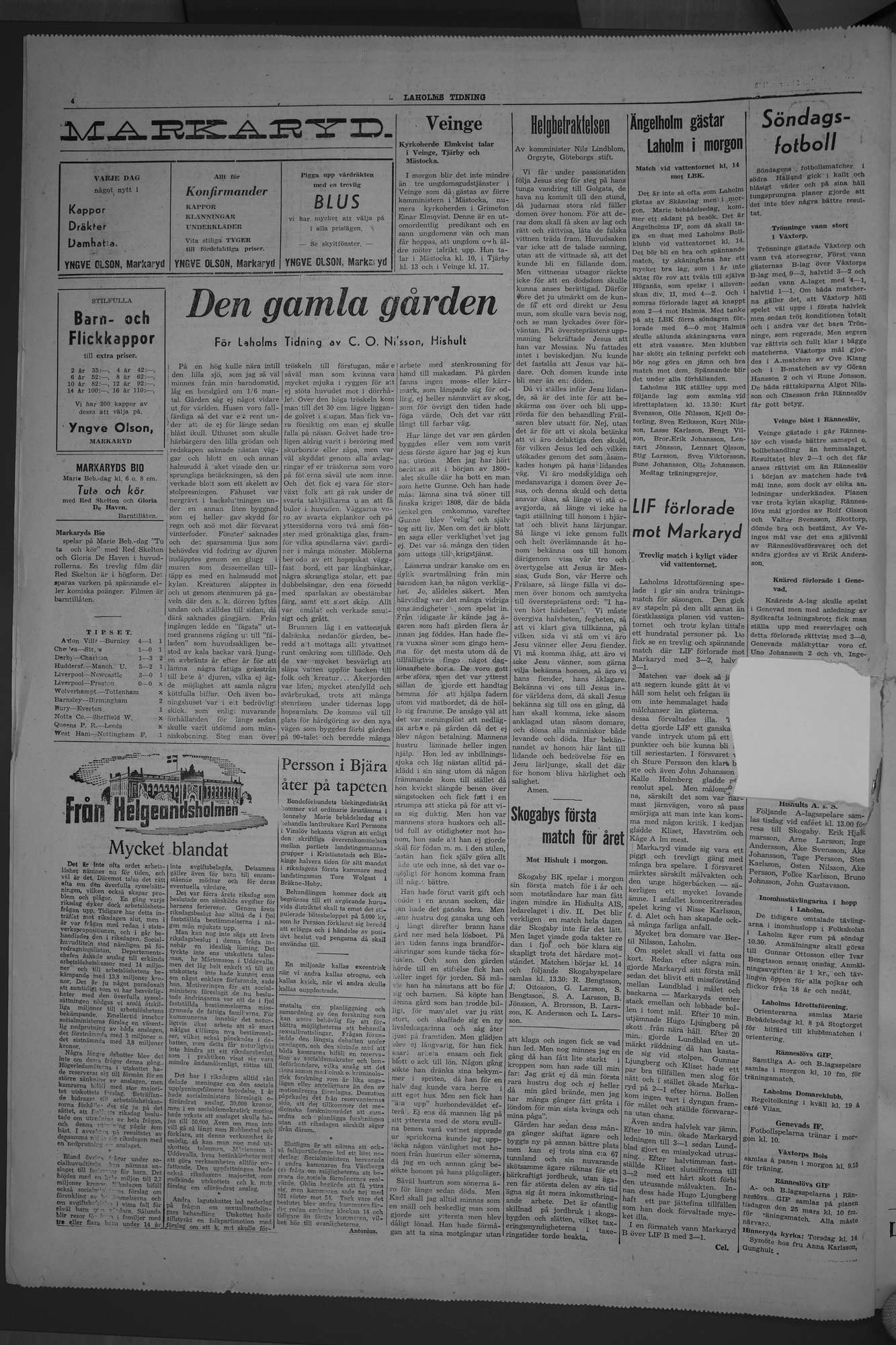 Laholms Tidning Måndag 24 mars 1952, sida 4