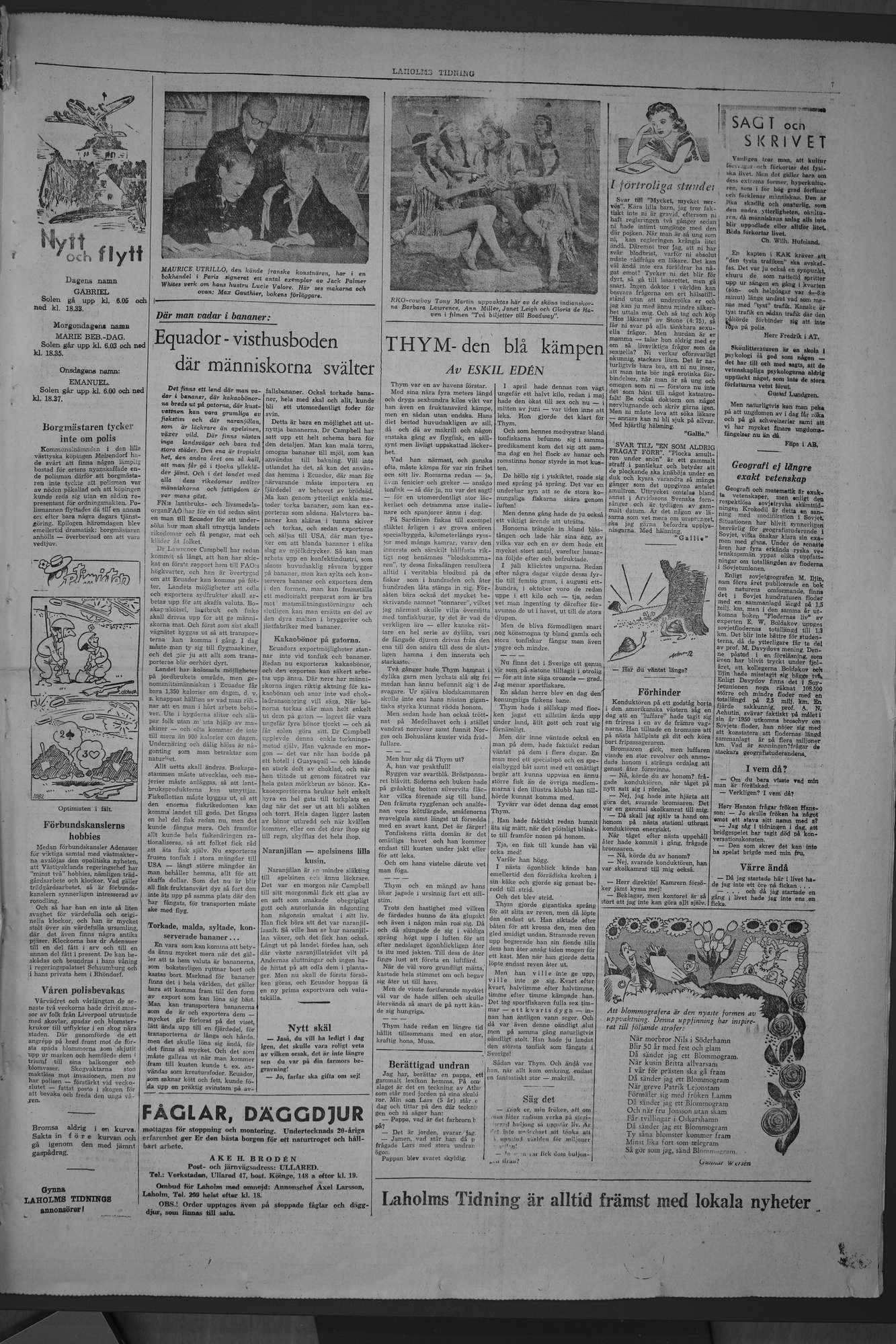 Laholms Tidning Måndag 24 mars 1952, sida 7