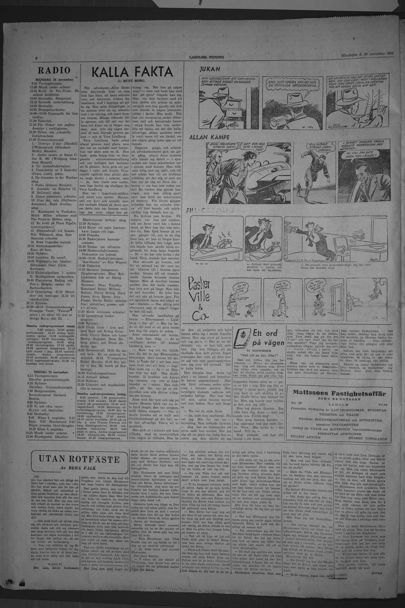 Laholms Tidning Måndag 24 november 1952, sida 6