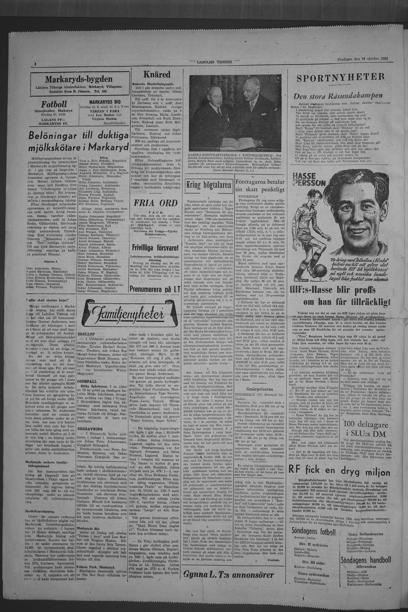 Laholms Tidning Fredag 24 oktober 1952, sida 4