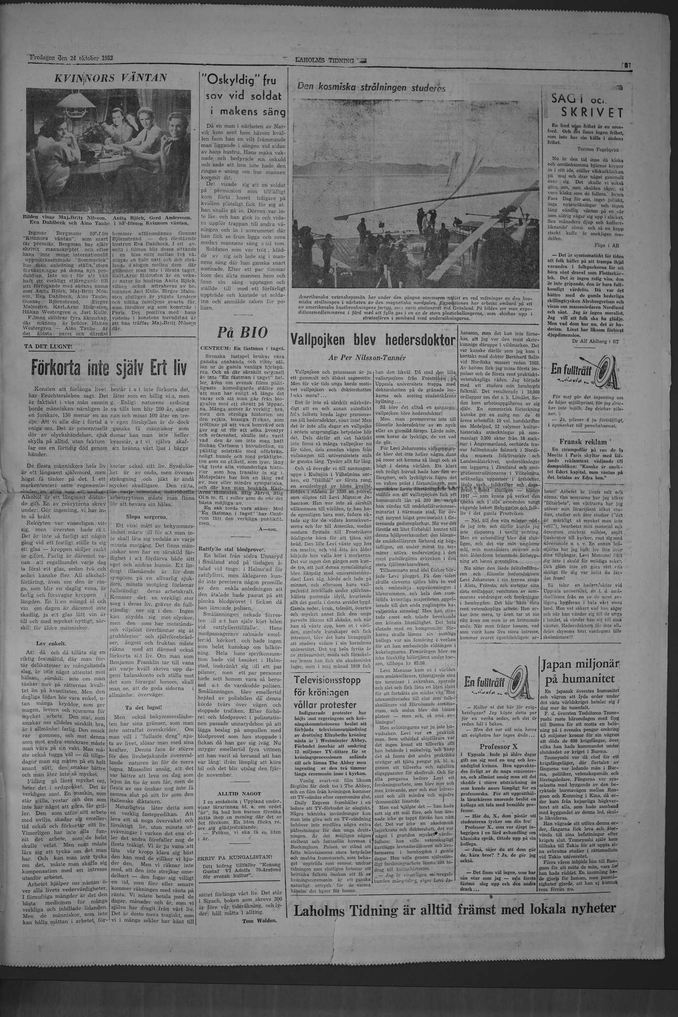 Laholms Tidning Fredag 24 oktober 1952, sida 5