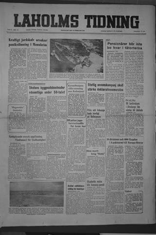 Förstasidan, Måndag 25 februari 1952