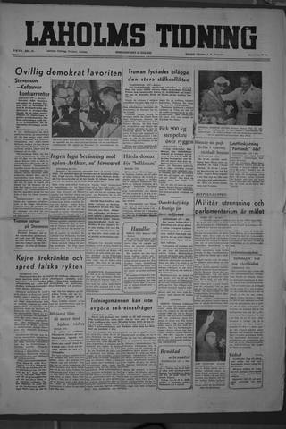 Förstasidan, Fredag 25 juli 1952