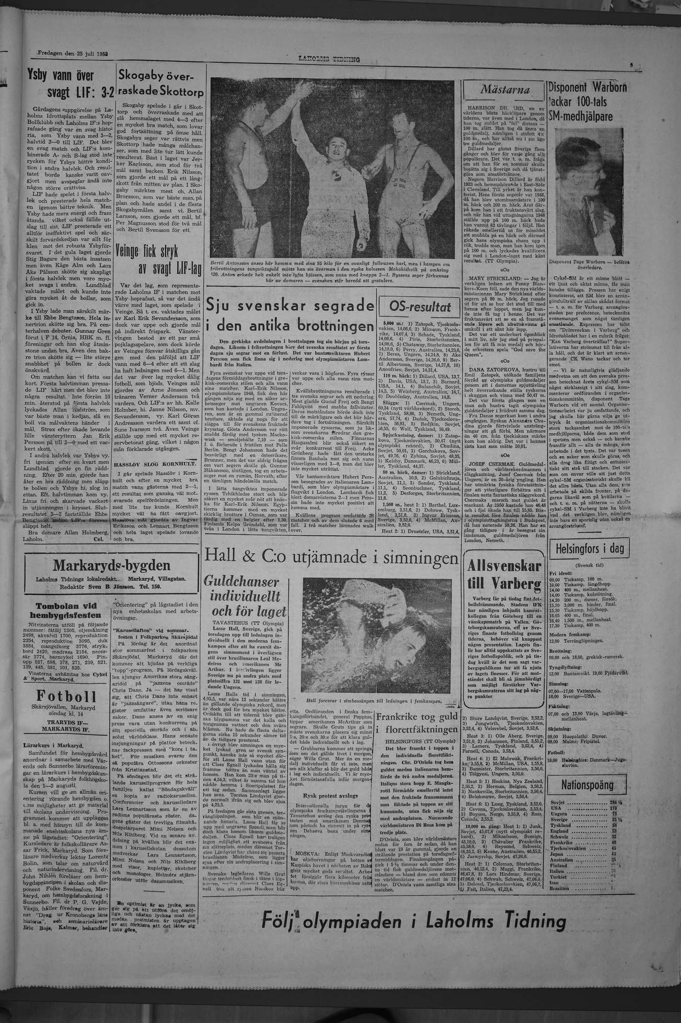 Laholms Tidning Fredag 25 juli 1952, sida 5