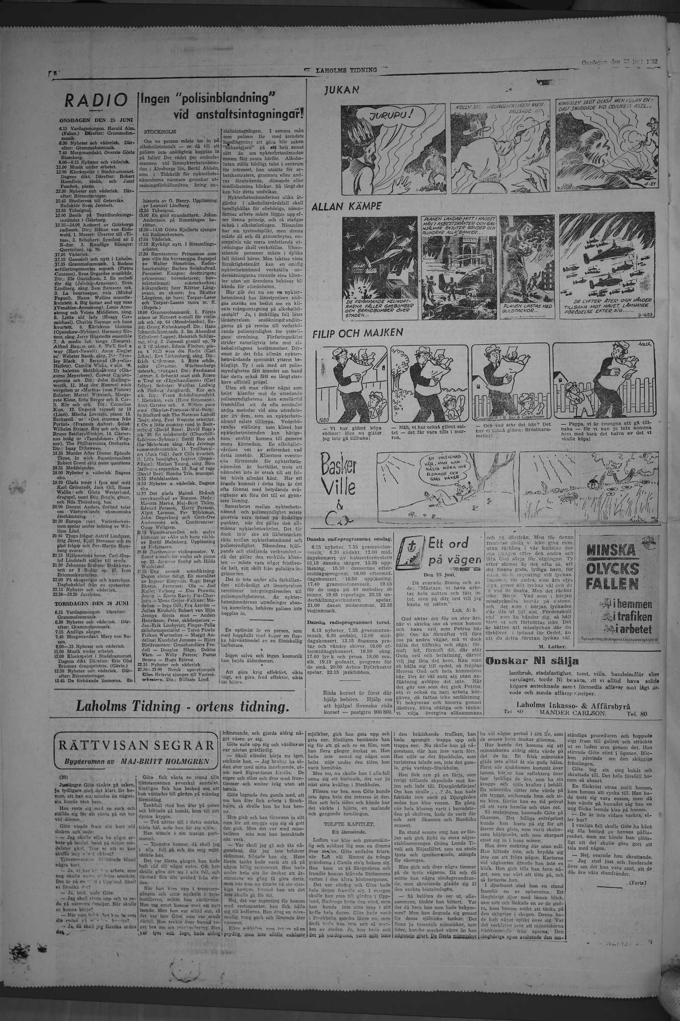 Laholms Tidning Onsdag 25 juni 1952, sida 8