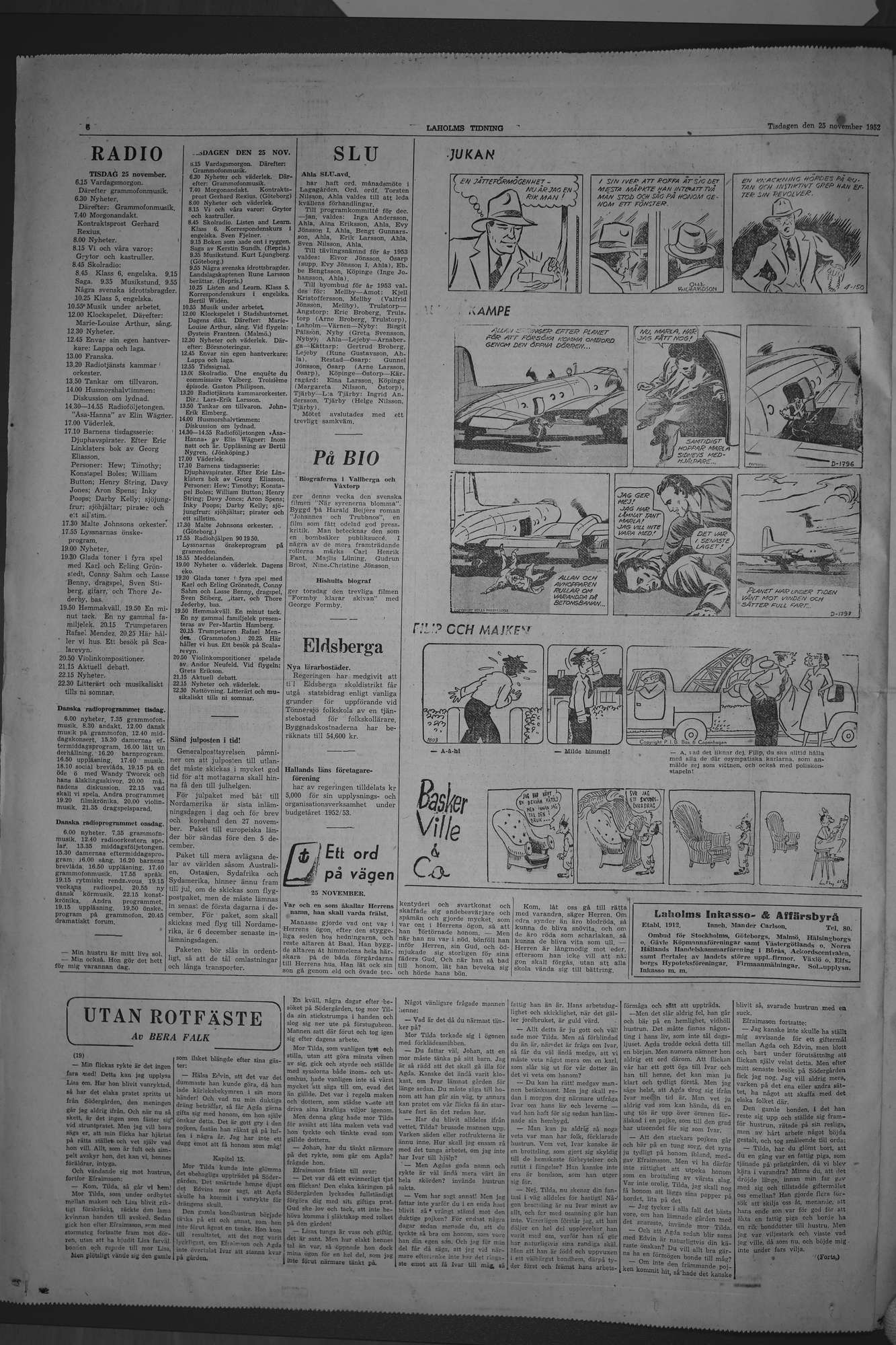 Laholms Tidning Tisdag 25 november 1952, sida 6