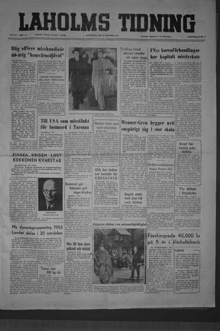 Förstasidan, Lördag 25 oktober 1952