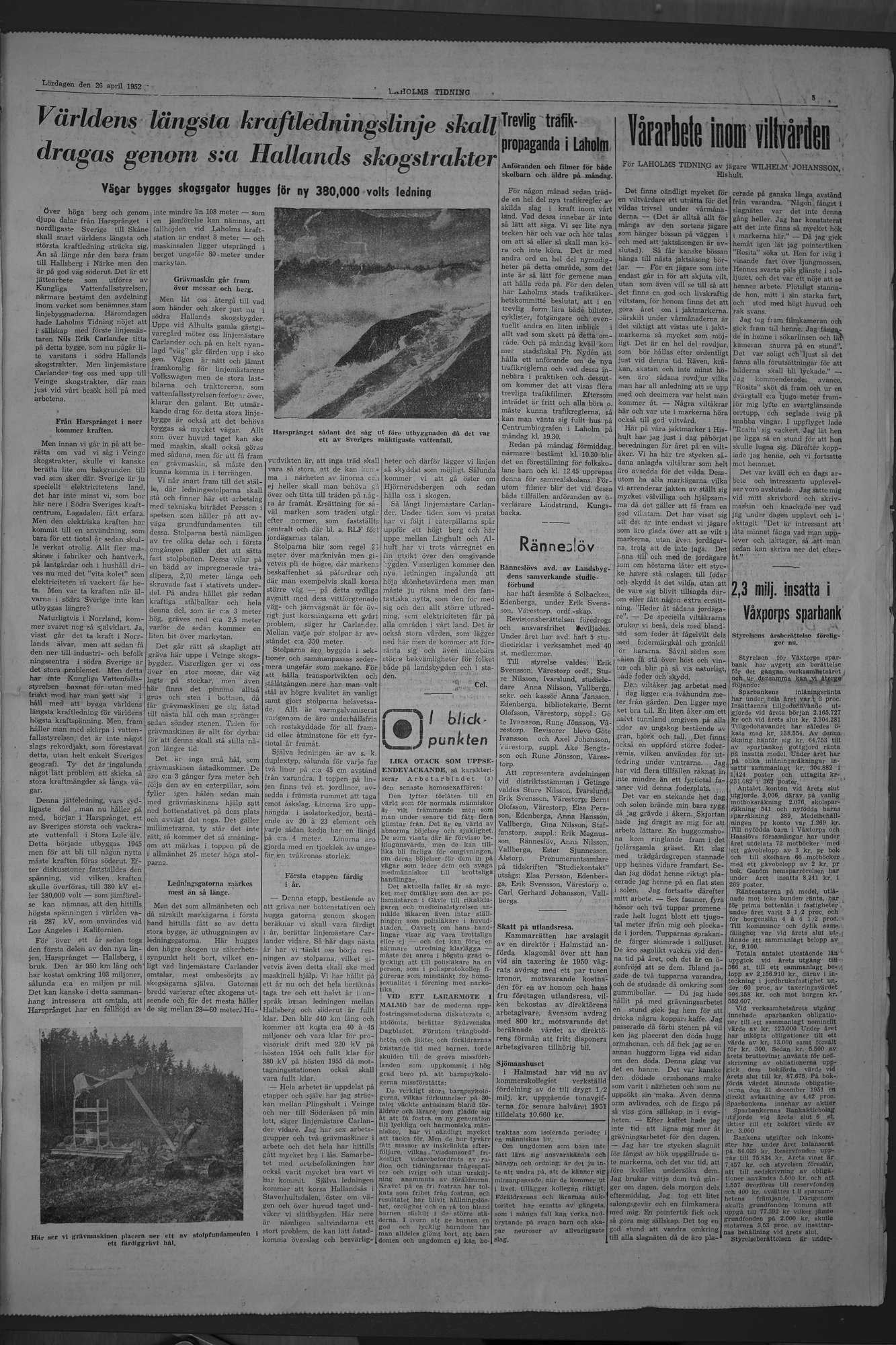 Laholms Tidning Lördag 26 april 1952, sida 5