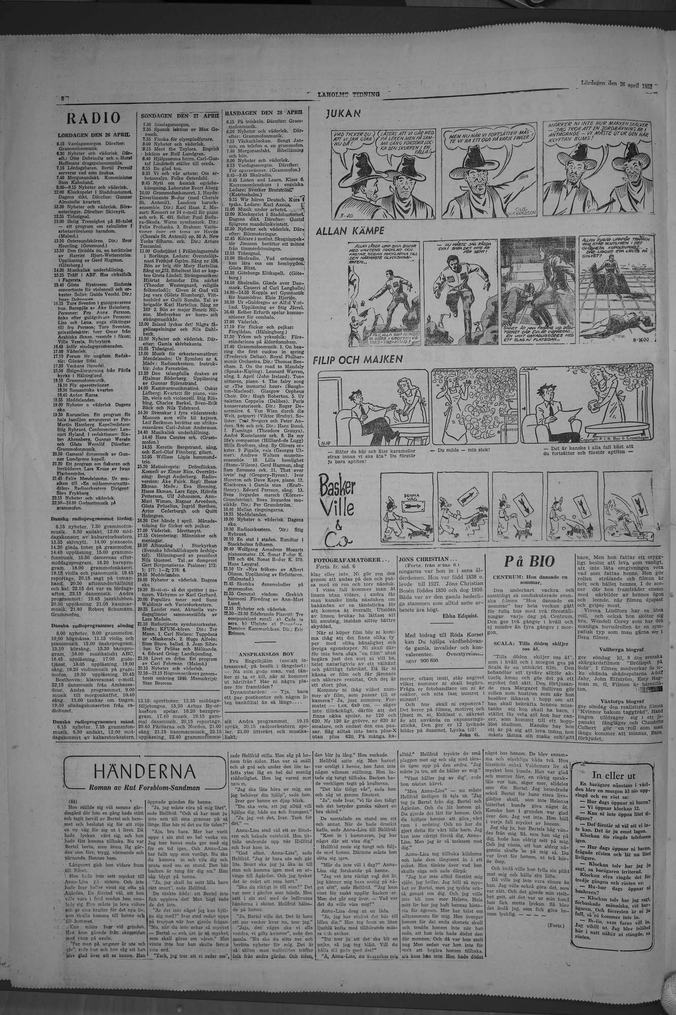 Laholms Tidning Lördag 26 april 1952, sida 8
