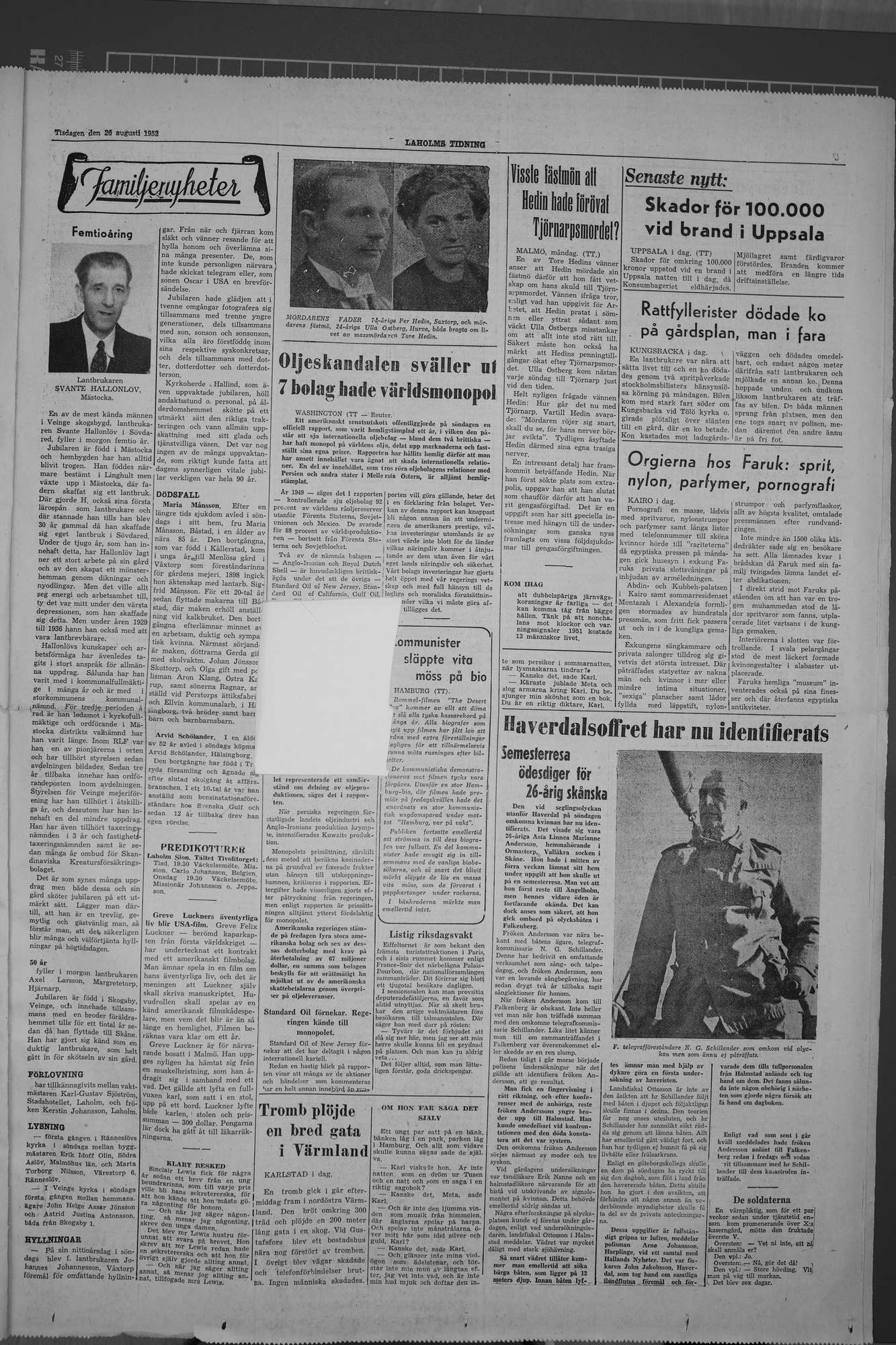 Laholms Tidning Tisdag 26 augusti 1952, sida 3