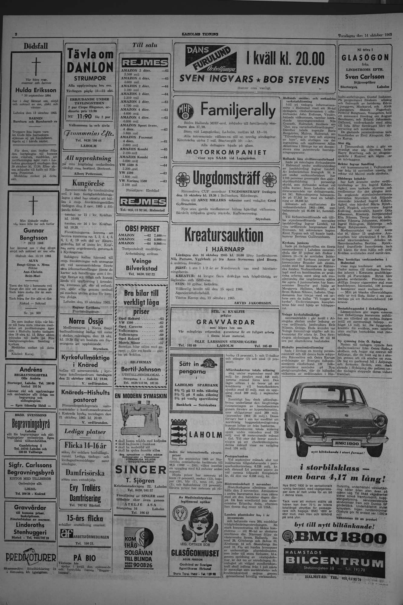 Laholms Tidning Torsdag 14 oktober 1965, sida 2
