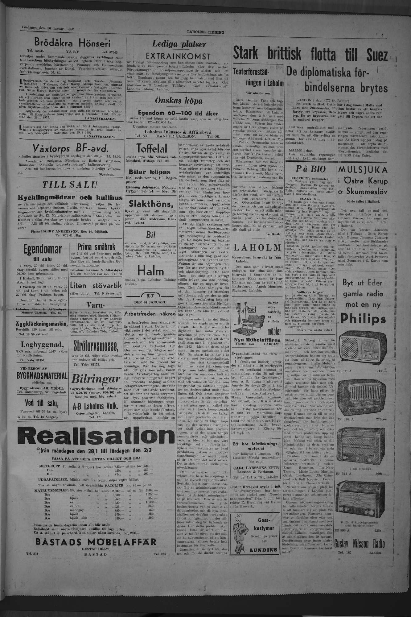 Laholms Tidning Lördag 26 januari 1952, sida 3