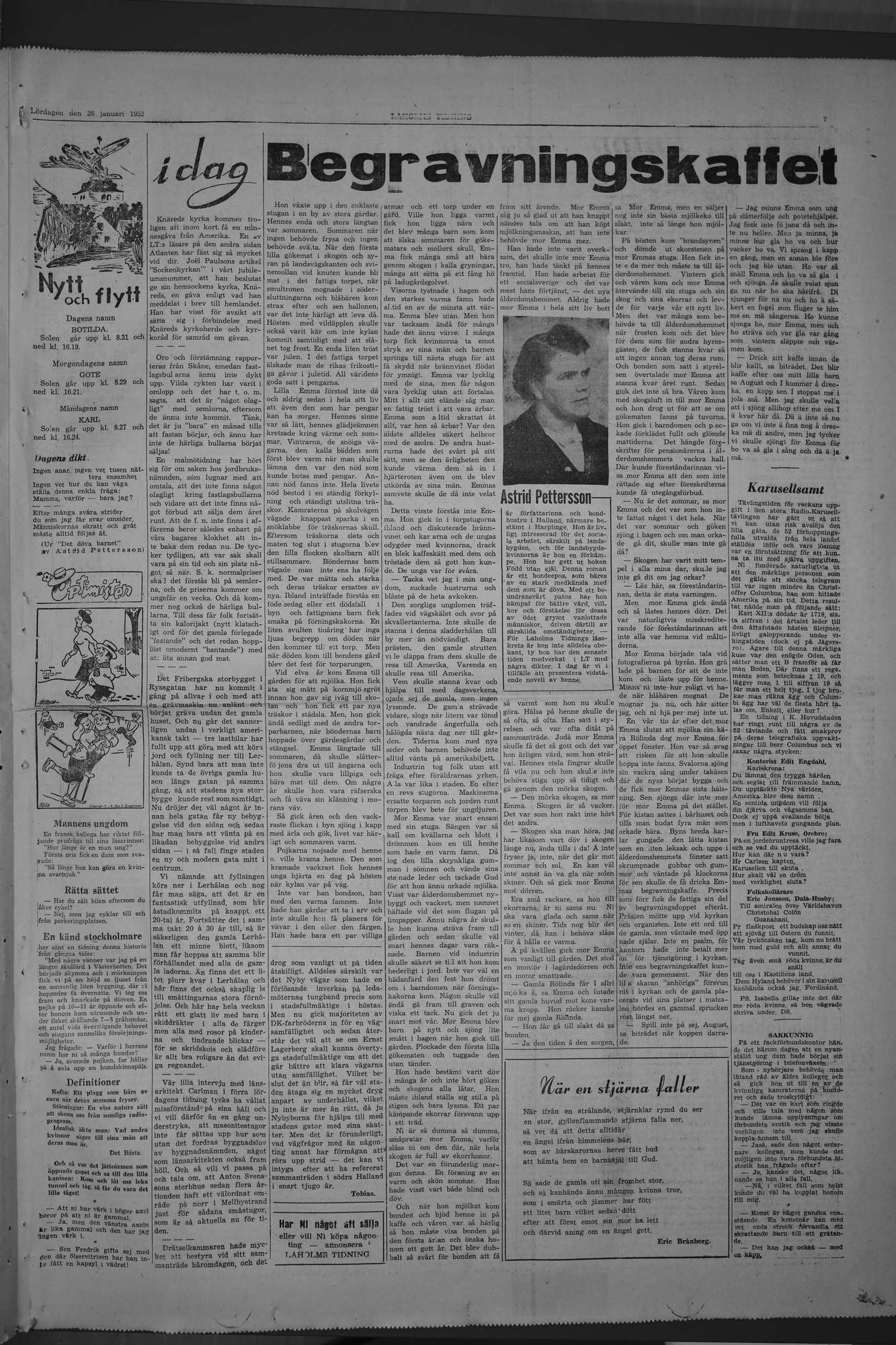 Laholms Tidning Lördag 26 januari 1952, sida 7