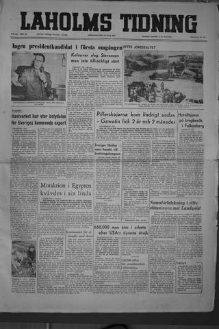 Förstasidan, Lördag 26 juli 1952