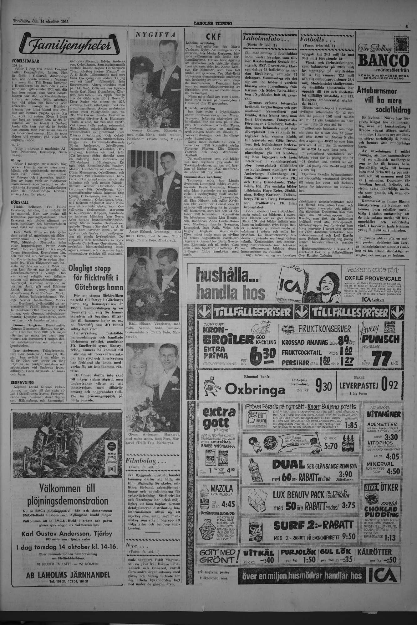 Laholms Tidning Torsdag 14 oktober 1965, sida 3