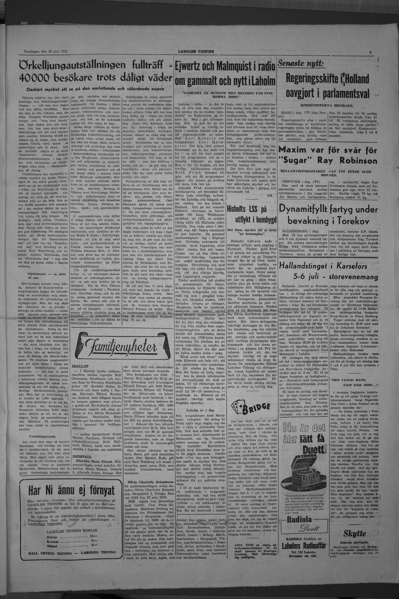 Laholms Tidning Torsdag 26 juni 1952, sida 3