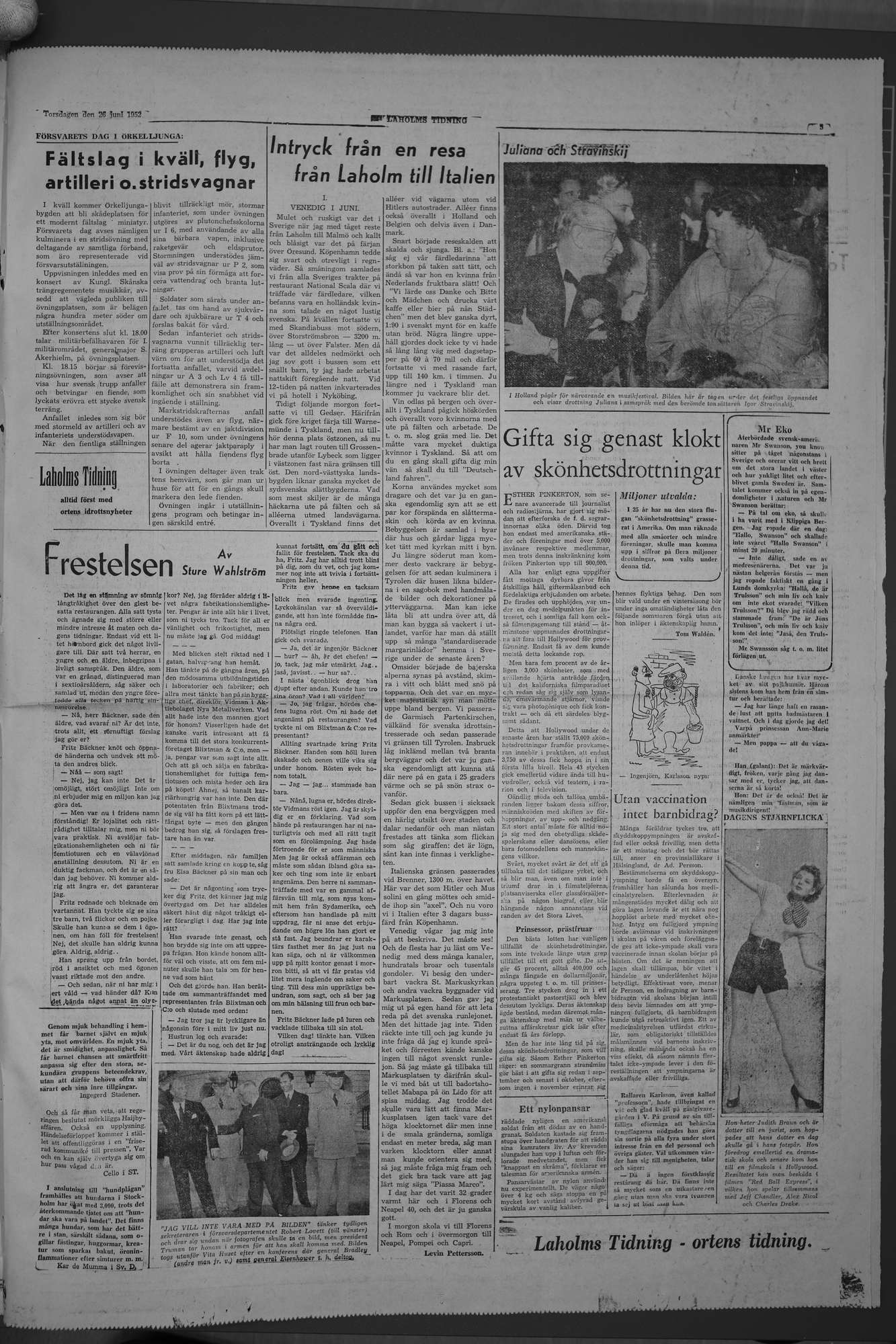 Laholms Tidning Torsdag 26 juni 1952, sida 5