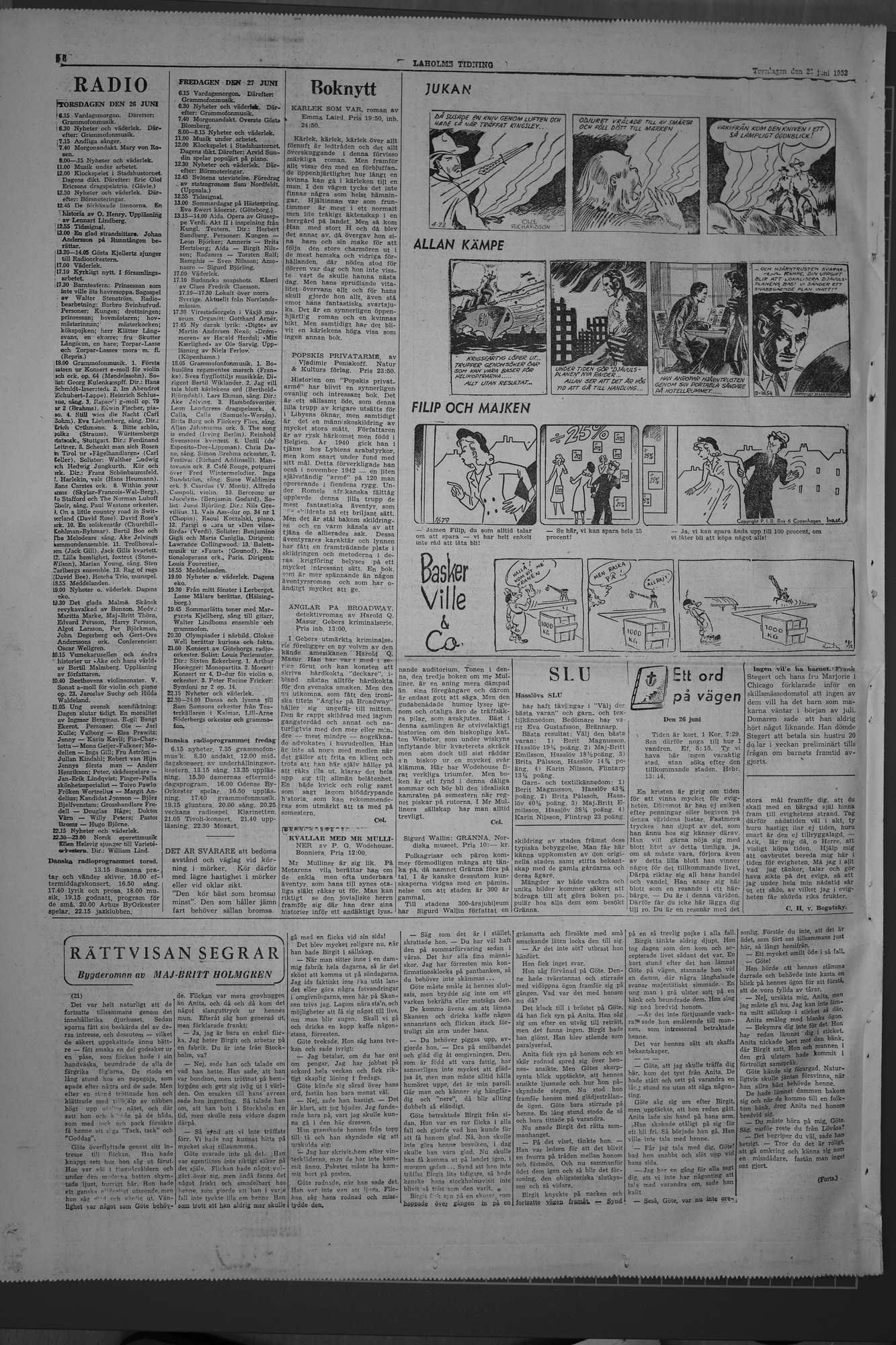 Laholms Tidning Torsdag 26 juni 1952, sida 8
