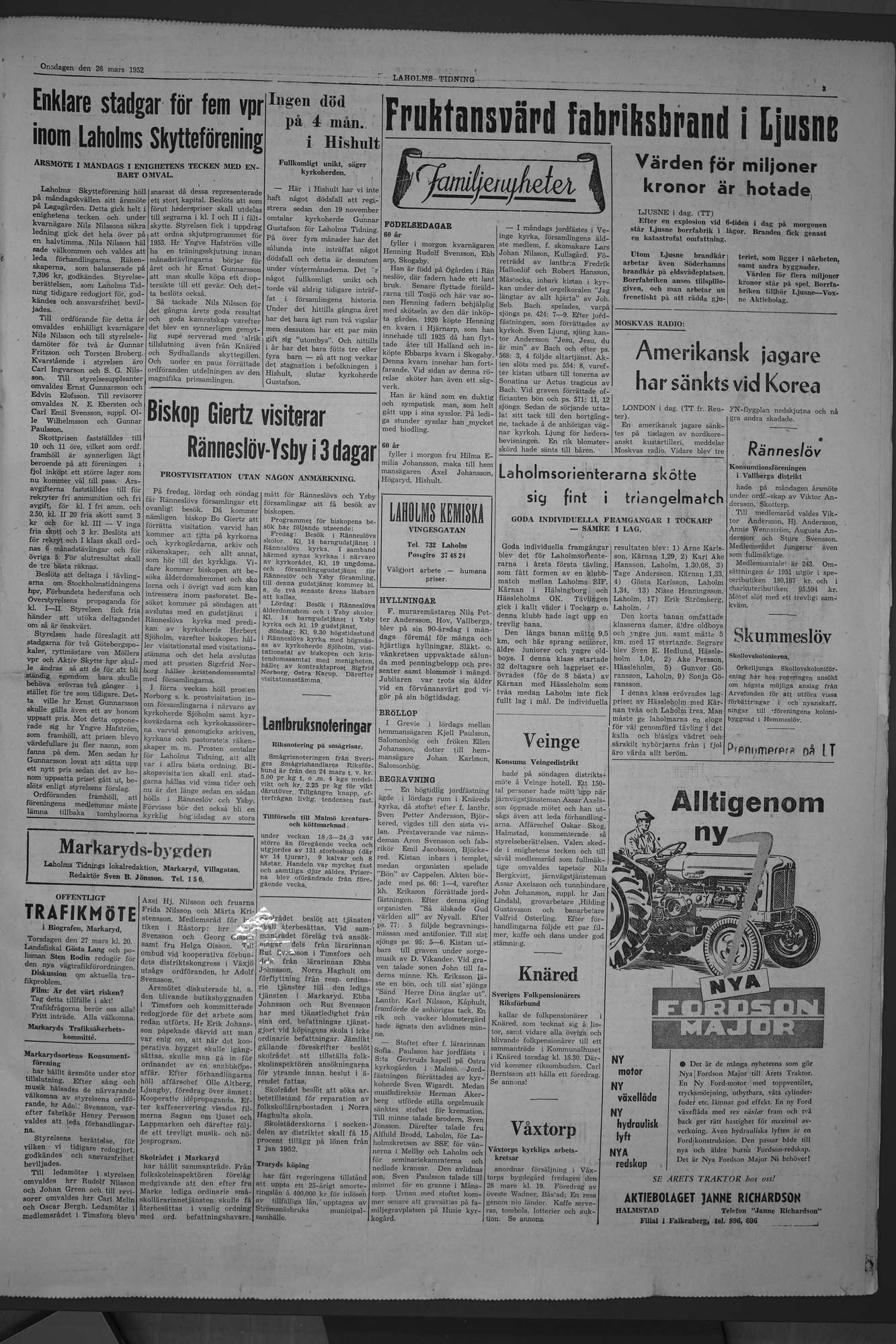 Laholms Tidning Onsdag 26 mars 1952, sida 3