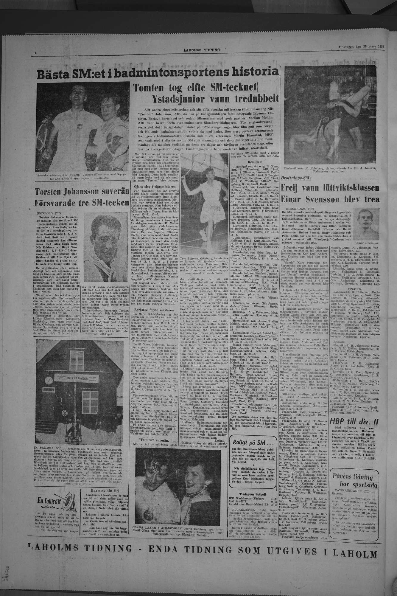 Laholms Tidning Onsdag 26 mars 1952, sida 4
