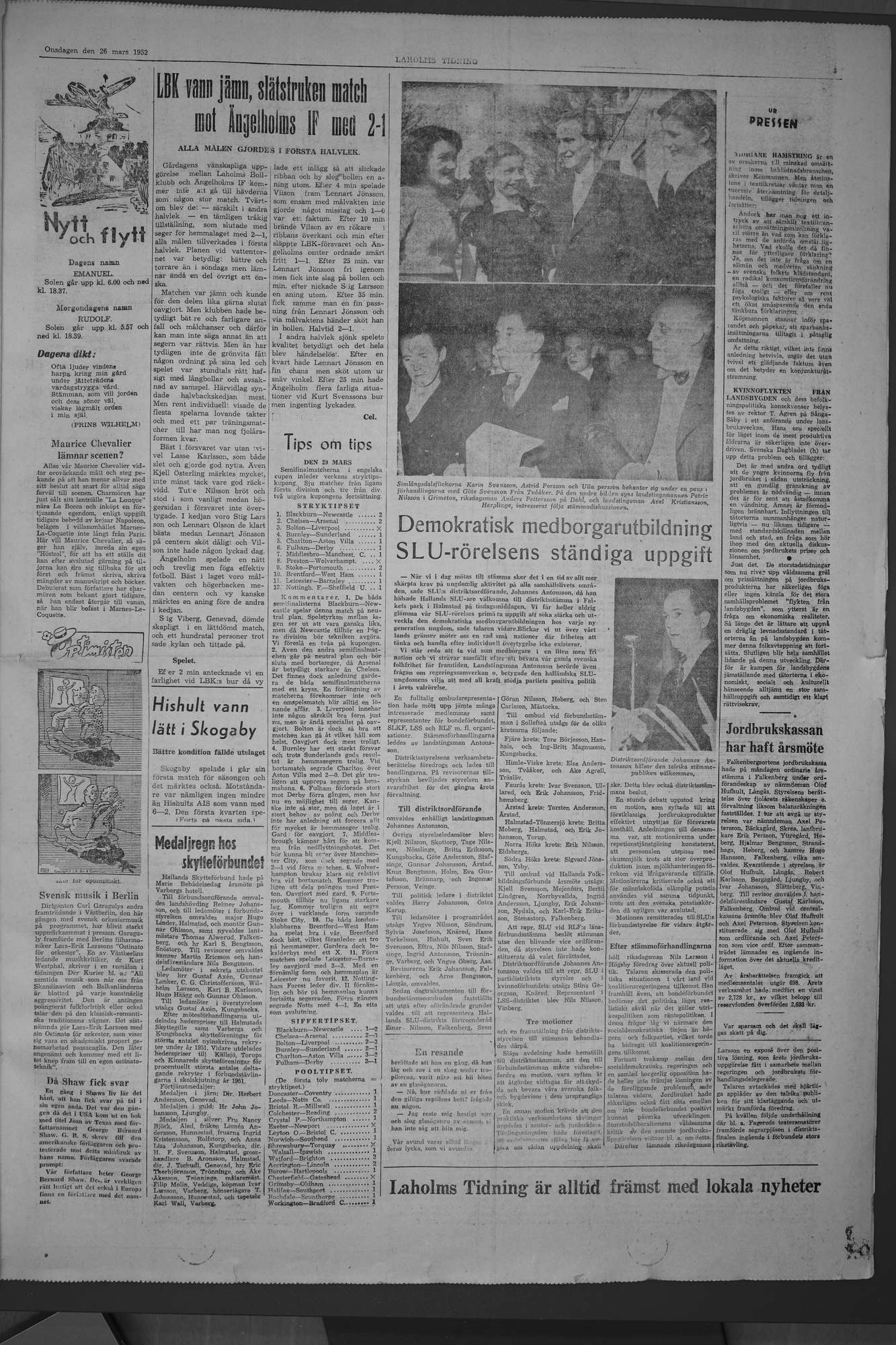 Laholms Tidning Onsdag 26 mars 1952, sida 5