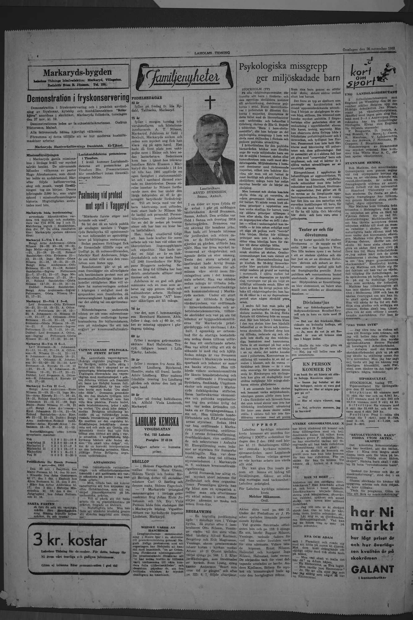 Laholms Tidning Onsdag 26 november 1952, sida 4