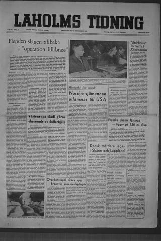 Förstasidan, Fredag 26 september 1952