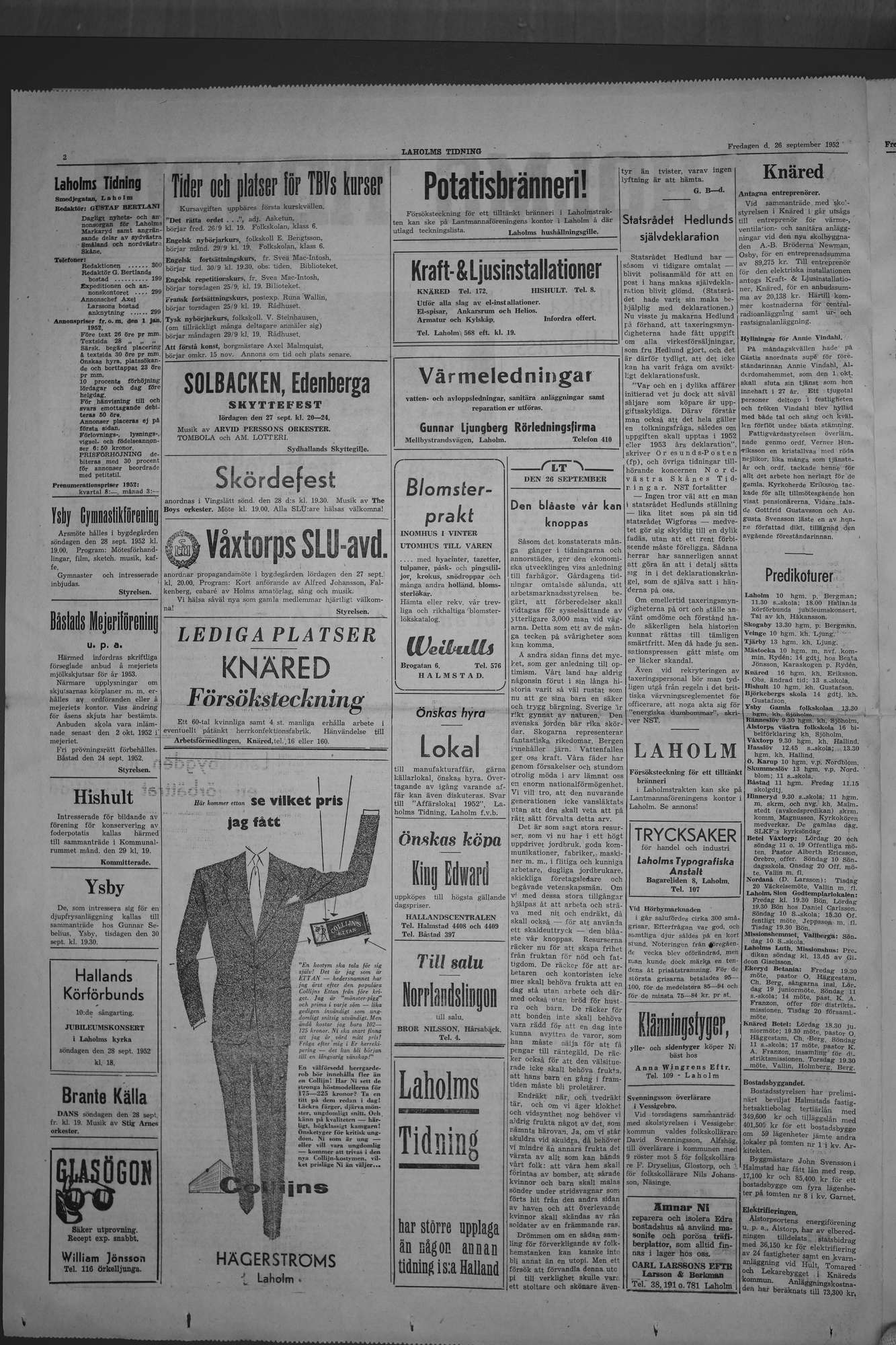 Laholms Tidning Fredag 26 september 1952, sida 2