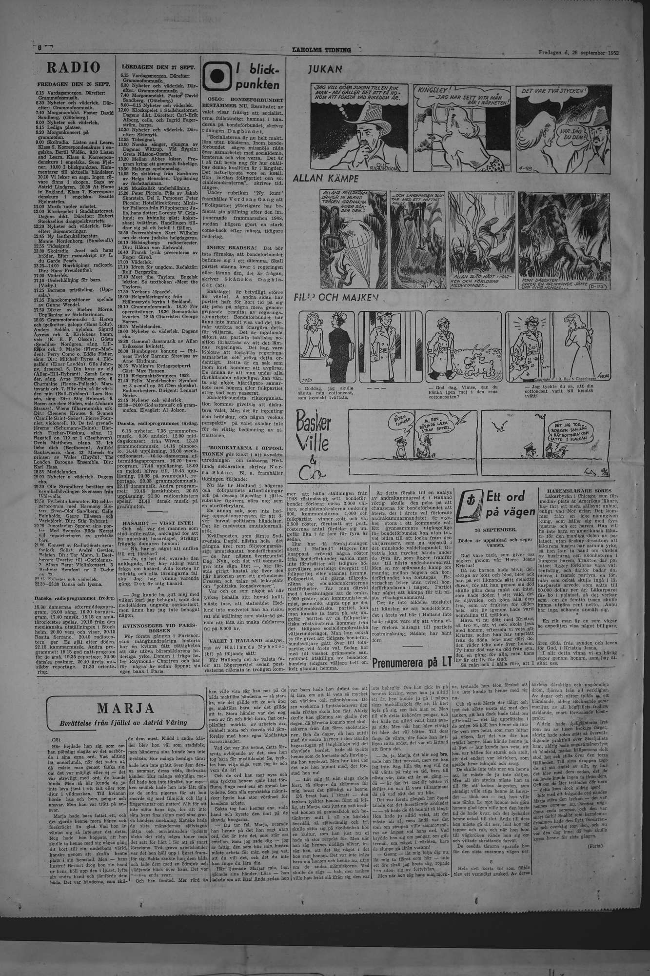 Laholms Tidning Fredag 26 september 1952, sida 6