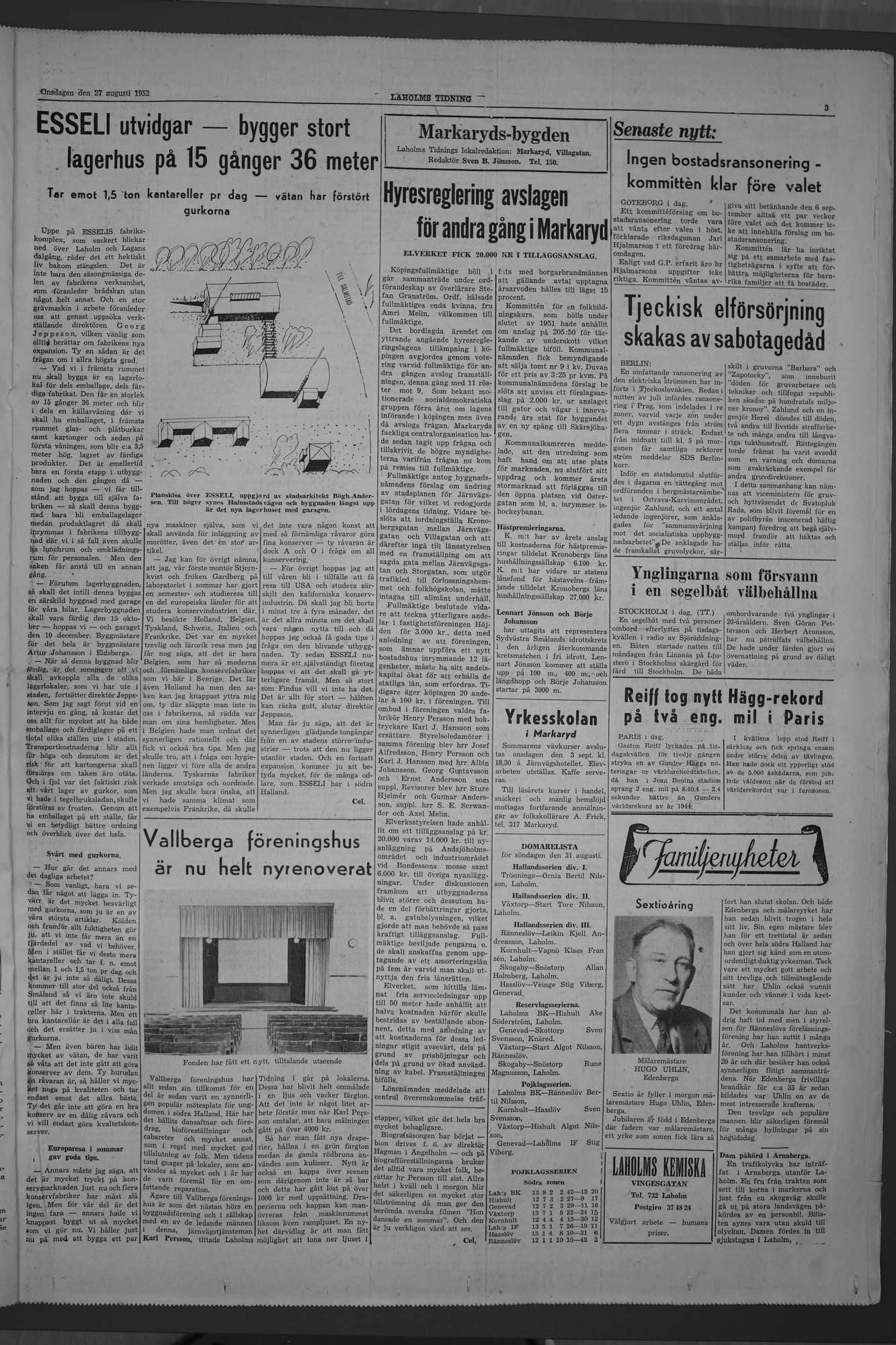 Laholms Tidning Onsdag 27 augusti 1952, sida 3