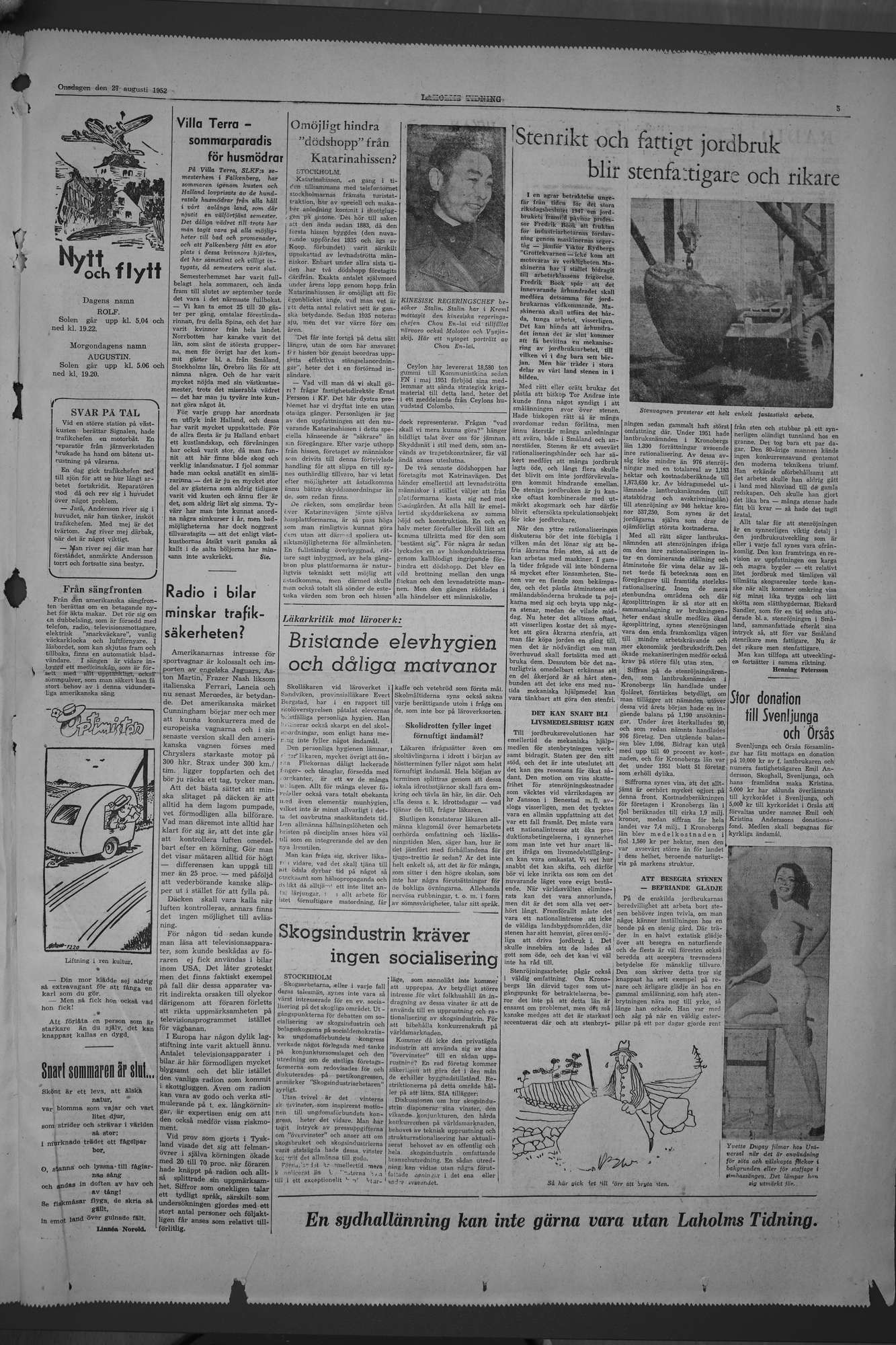 Laholms Tidning Onsdag 27 augusti 1952, sida 5