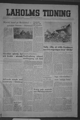 Förstasidan, Lördag 27 december 1952