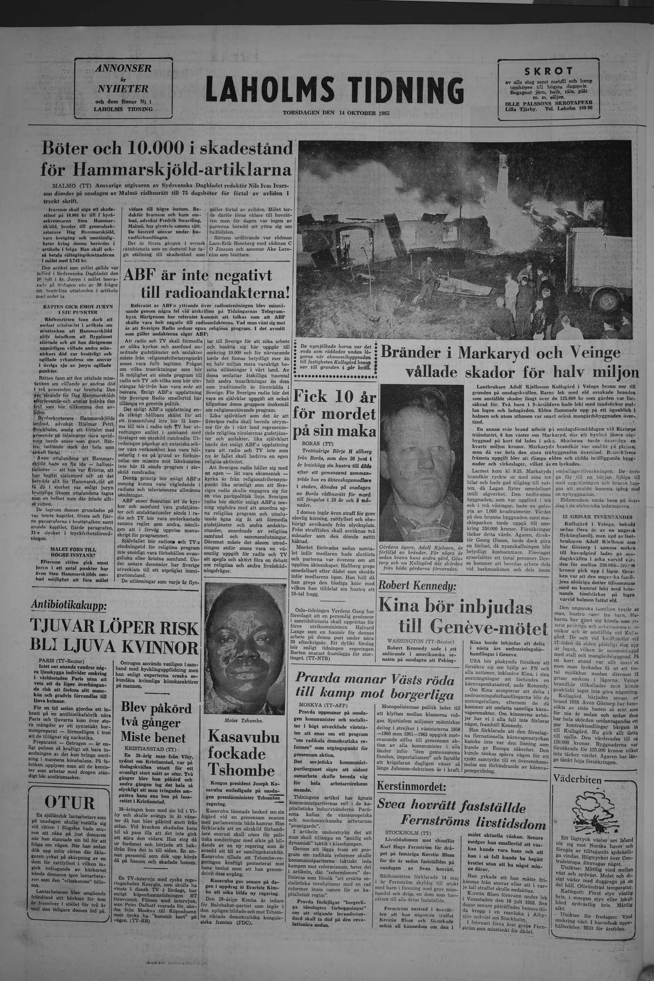 Laholms Tidning Torsdag 14 oktober 1965, sida 8