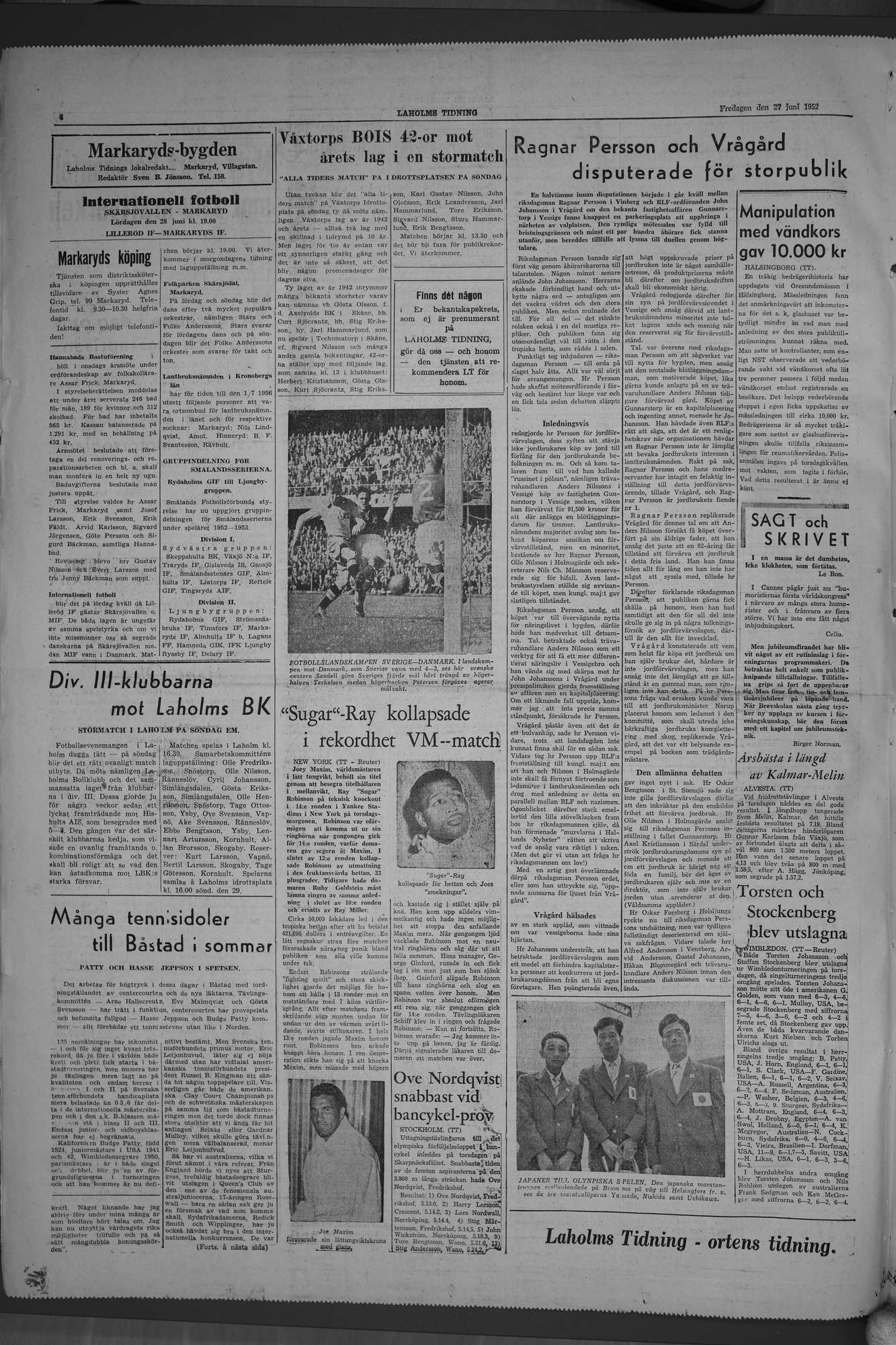 Laholms Tidning Fredag 27 juni 1952, sida 4
